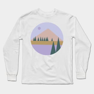 Cute Mountain view illustration with trees Long Sleeve T-Shirt